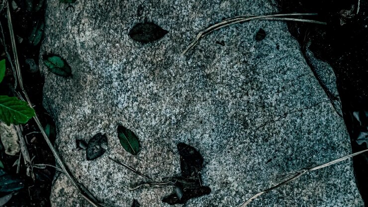 Stone surface with leaves and vines