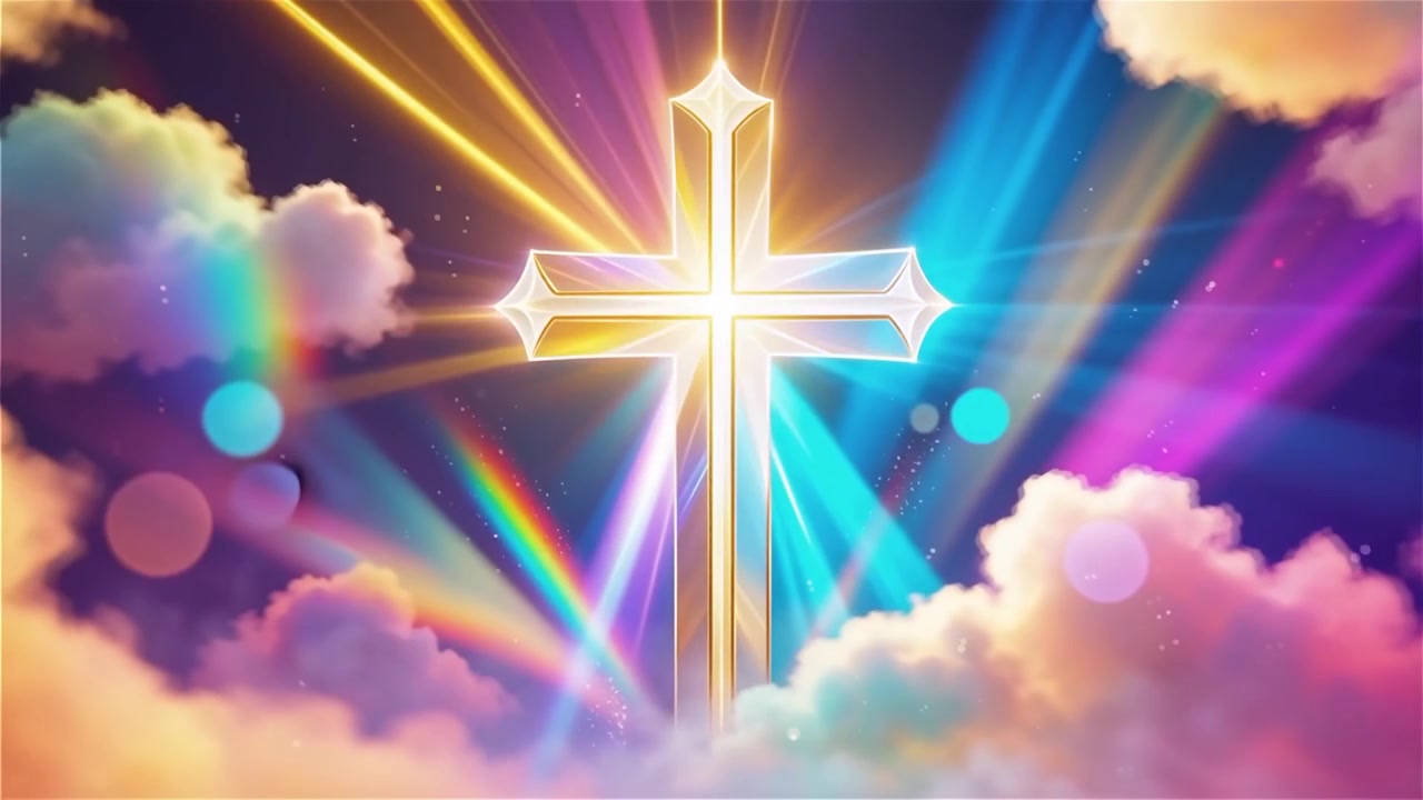 Christian Cross Heavenly Light Worship Background
