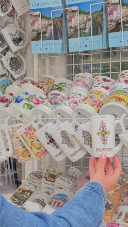 display of souvenir mugs in karlovy vary