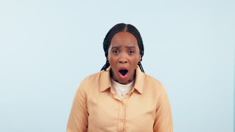 shocked, surprise and confused with face of black
