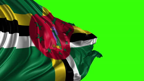 dominica flag waving on a green screen