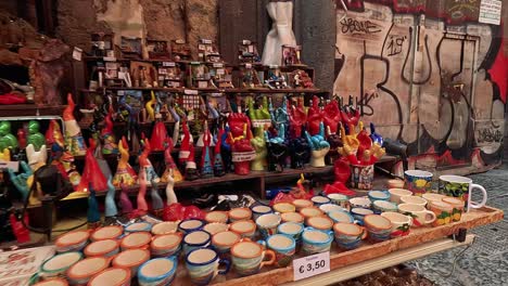 vibrant trinkets displayed on a naples street stall