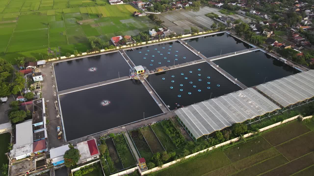 Aerial view wastewater treatment plant