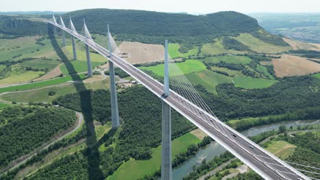 the millau viaduct, cable-stayed bridge france drone,aerial high angle