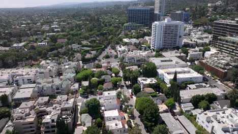 drone flyover residential buildings from norma triangle neighborhood, west hollywood