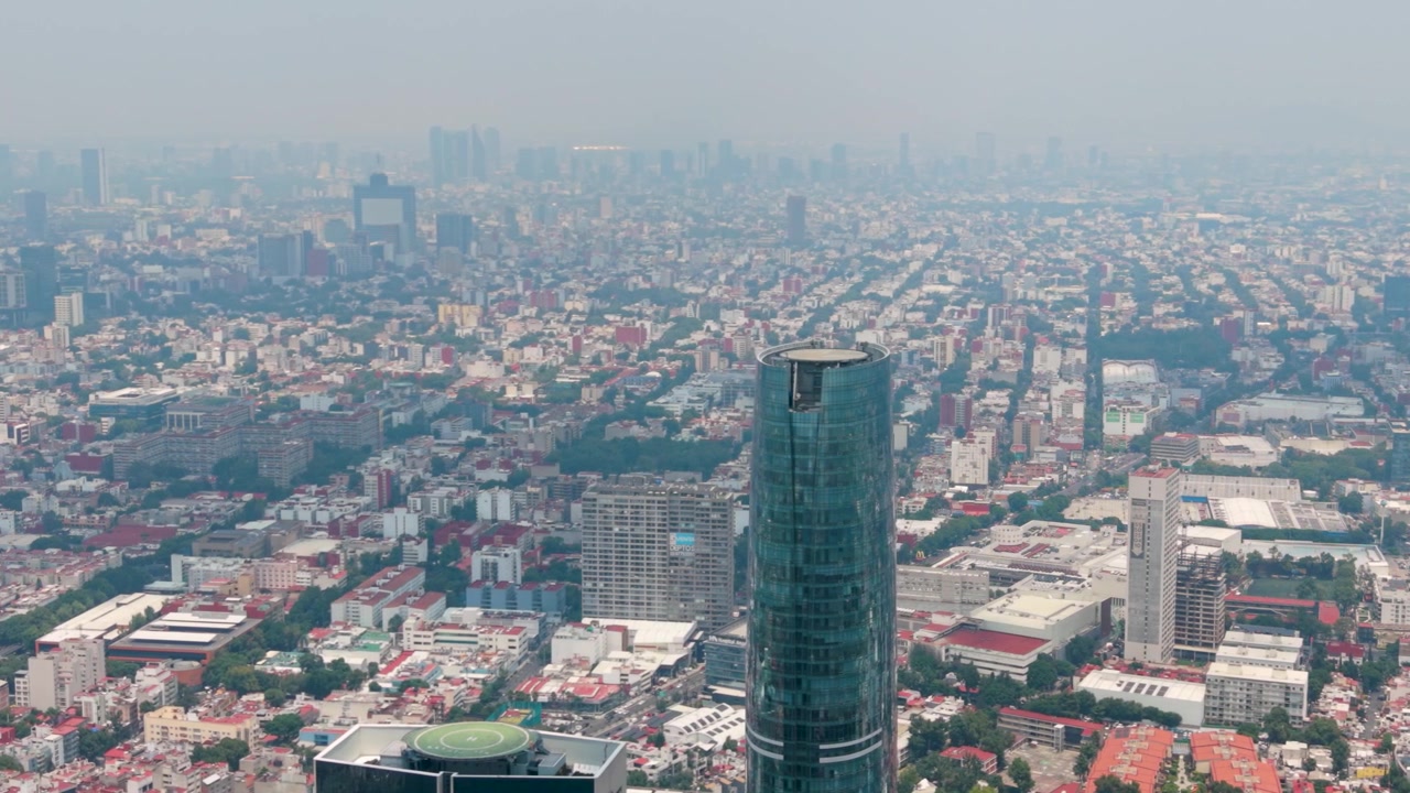 Expansive aerial panorama of Mexico City featuring Mítikah Tower, CDMX