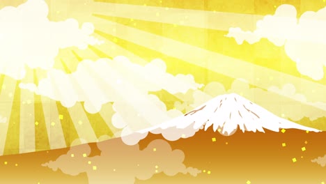 illustration animation of sunlight shining on golden mt.