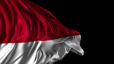 agitando la bandera de indonesia