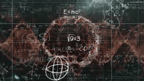 animación del procesamiento de datos científicos sobre el cerebro humano y la cadena de adn