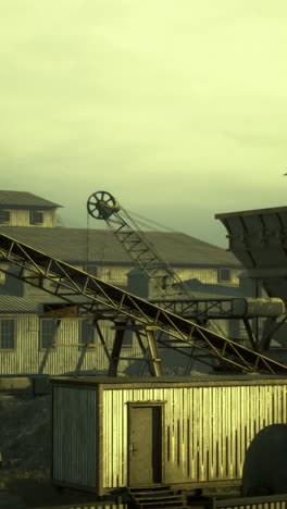 industrial landscape at dusk showcases machinery in muted tones