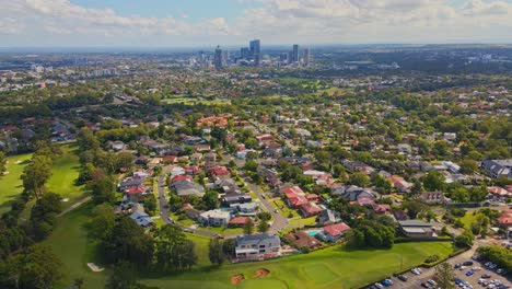 drone shot of houses and golf course in sydney australia