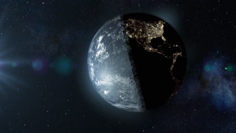 la tierra por la noche desde el espacio