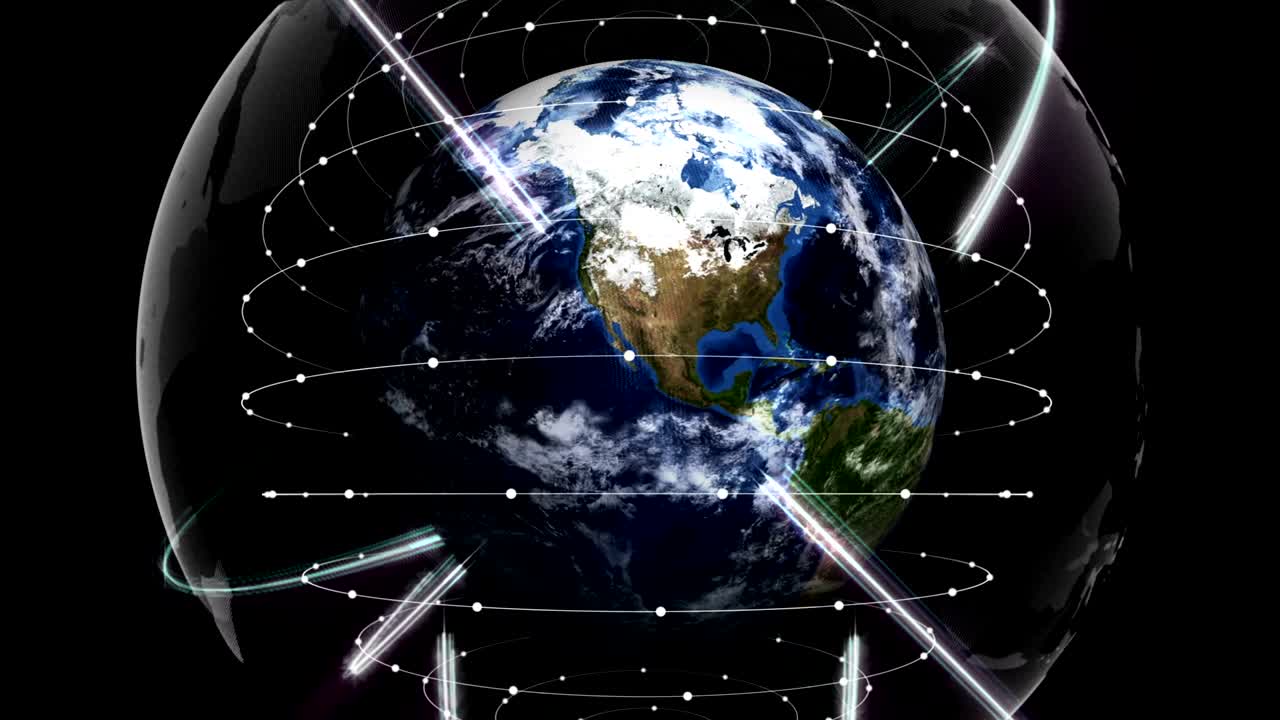 земля, связь сеть концепция анимация, рендеринг, с альфа-каналом, фон, петля