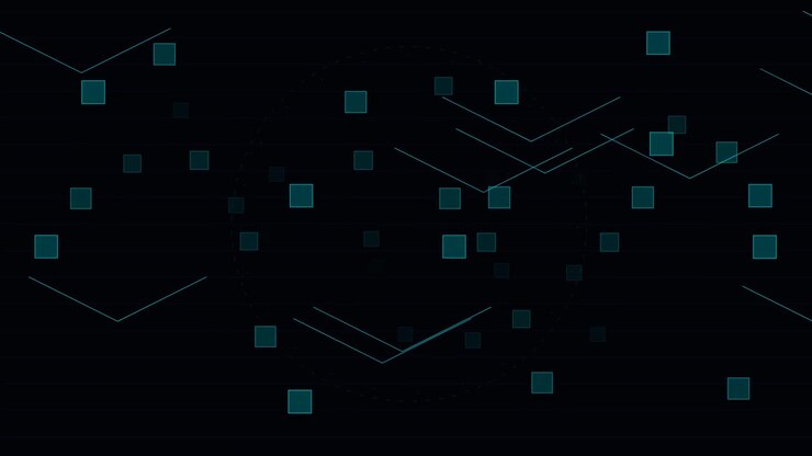 Abstract Digital Background with Floating Squares and Connecting Lines