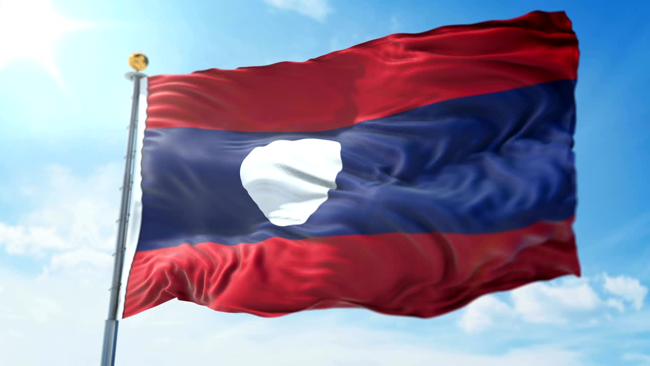 флаг лаоса беспрепятственный цикл 3d рендеринга видео. красивый текстильный ткань ткань цикл волны