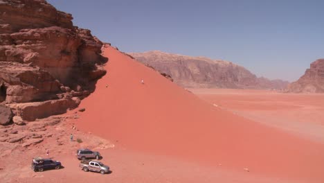 bedouin trucks explore the vast desert sands of wadi rum jordan