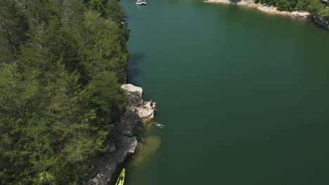 splash and soar: a drone adventure at beaver lake, hogscald hollow, arkansas usa