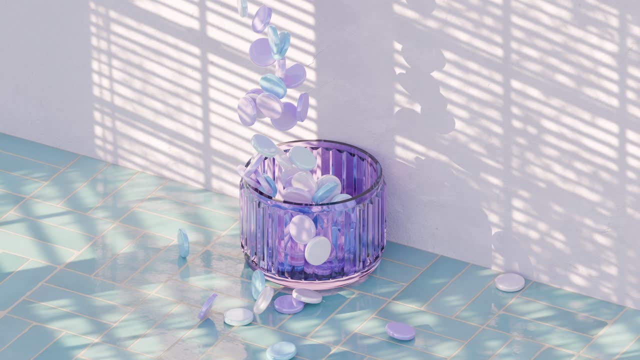 미학적 인 파스텔 보라색 약 용기