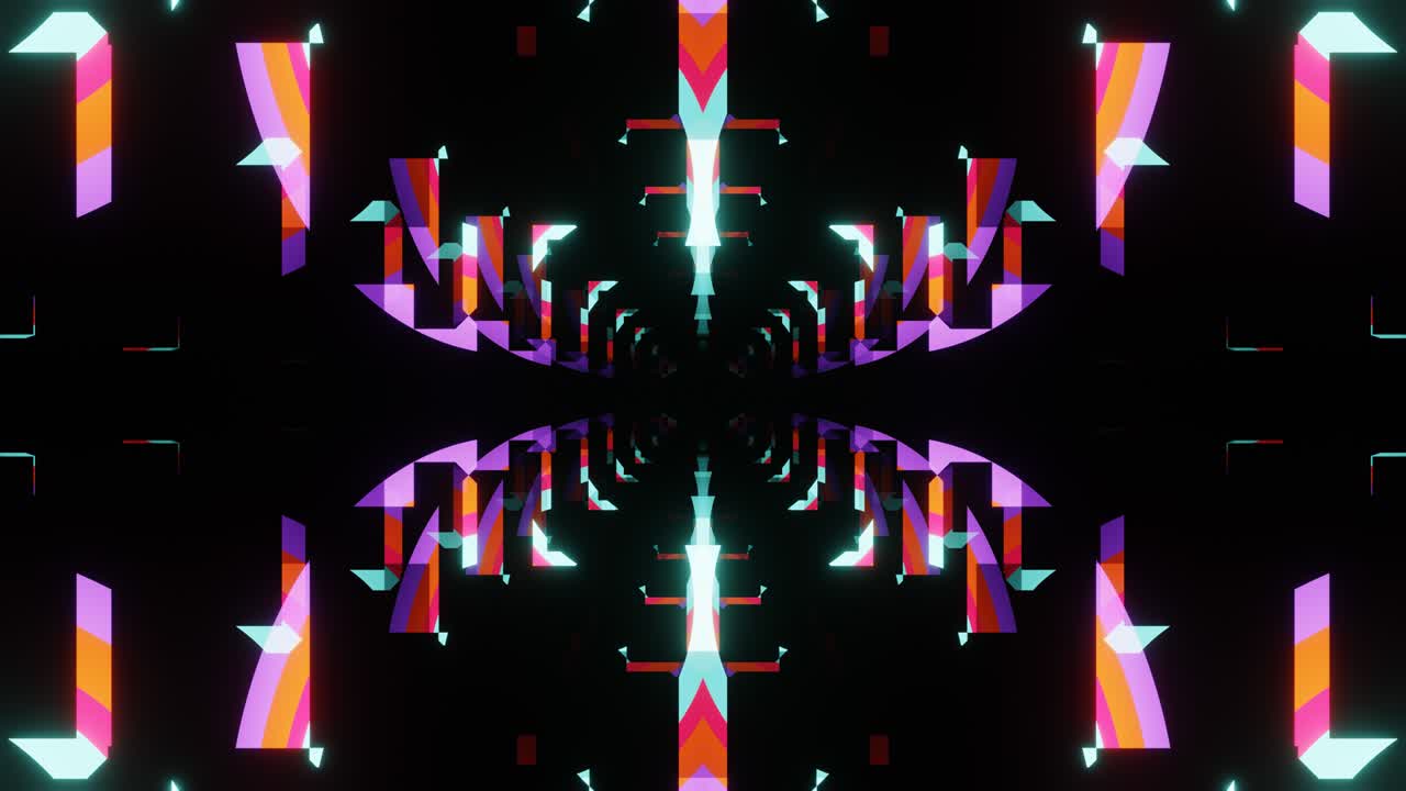 VJ Loop animation of shimmering neon tunnel, kaleidoscope