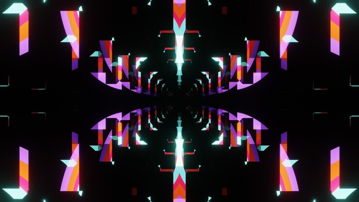VJ Loop animation of shimmering neon tunnel, kaleidoscope