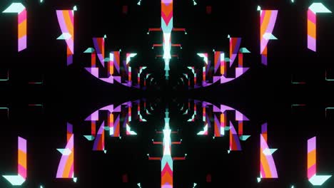 animazione a loop vj di un tunnel al neon luccicante, caleidoscopio