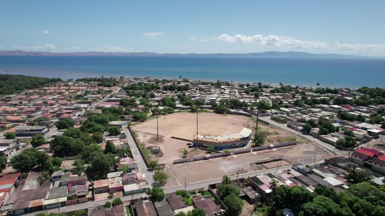 Aerial view of El Peñón, Cumaná, showing coastline and cityscape