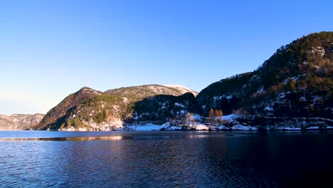 boating-in-the-fjords-surrounding-Bergen,-Norway