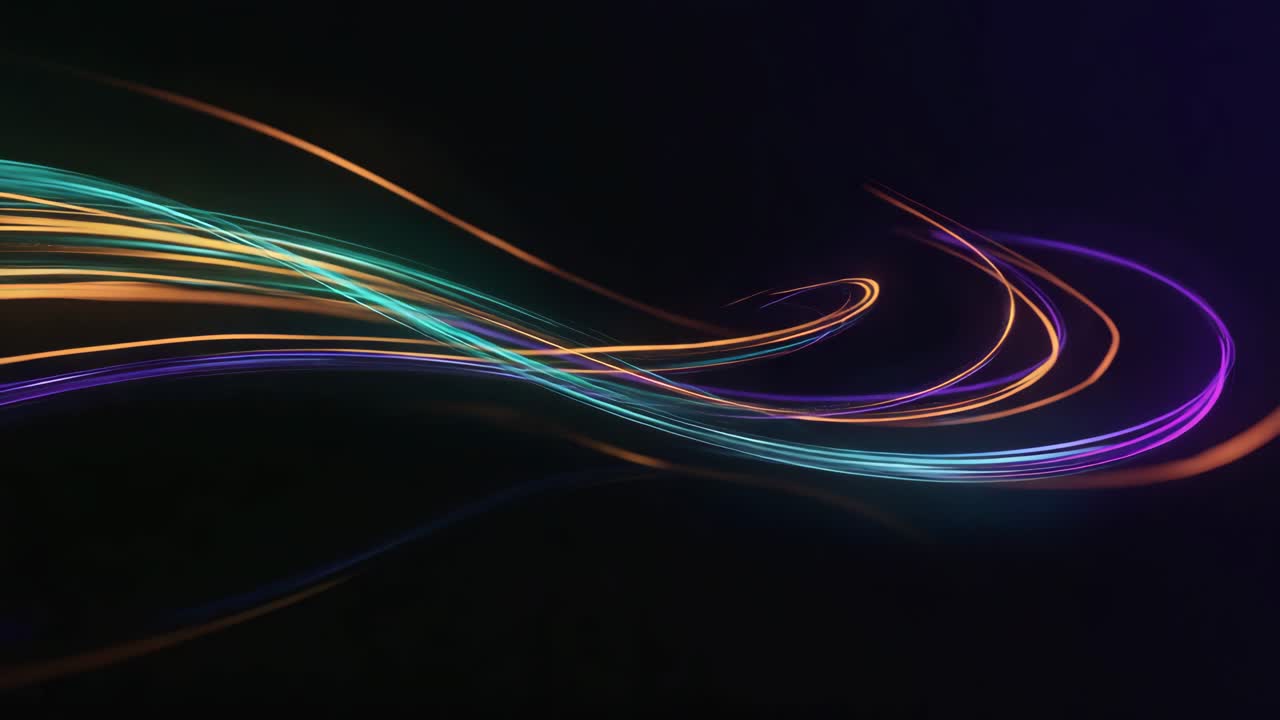 Abstract Light Painting with Colorful Glowing Lines
