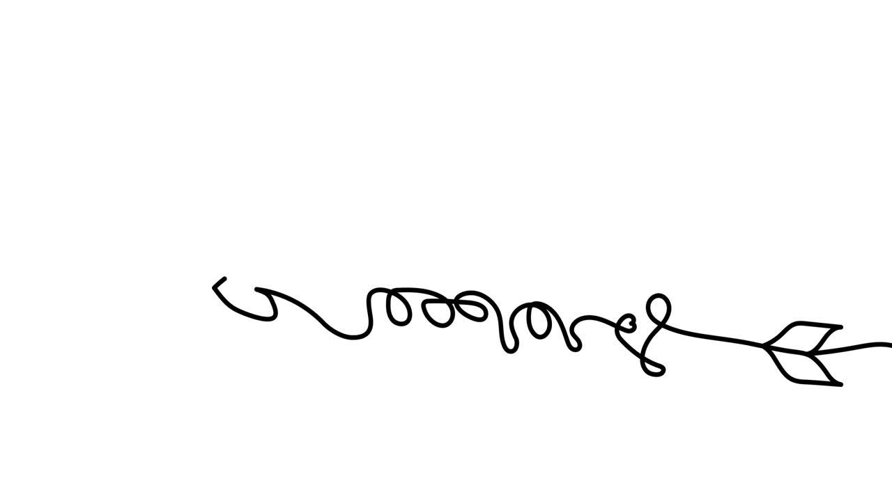 ilustración animada. corazón continuo de una línea y liebe (amor en alemán) en forma de flecha. estilo minimalista dibujado a mano. video 4k