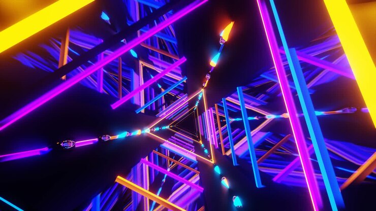 Neon Triangular Tunnel Visuals