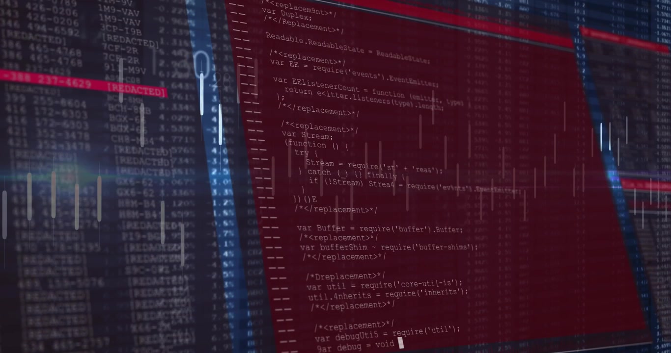 Animation of financial data processing over screen