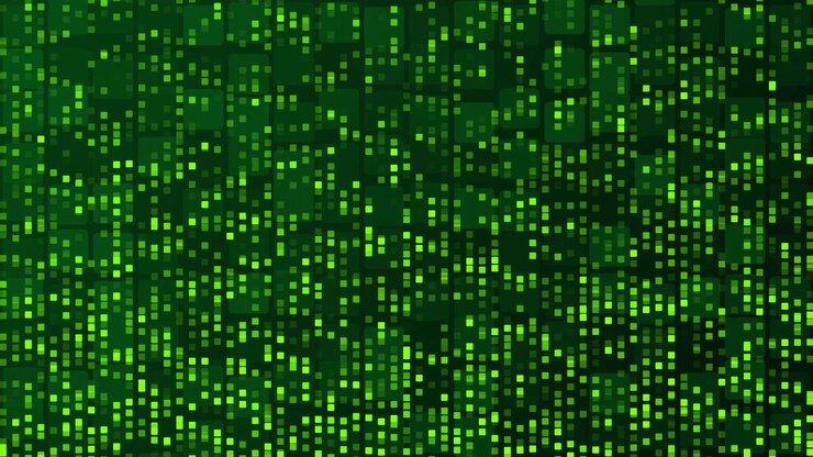 Abstract Digital Background with Glowing Green Squares