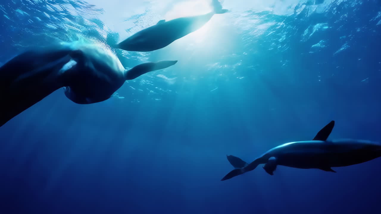 delfines bajo el agua