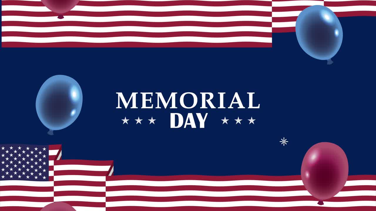 letras del día conmemorativo con banderas y globos de helio