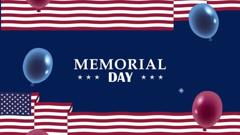 memorial day lettering with flags and balloons helium