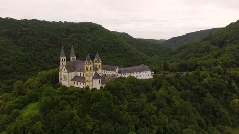 drone flight above german monastery