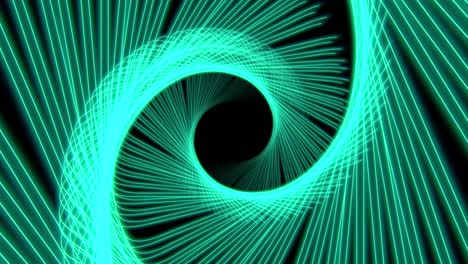 bellissimo sfondo animato a spirale al neon verde, 4k.