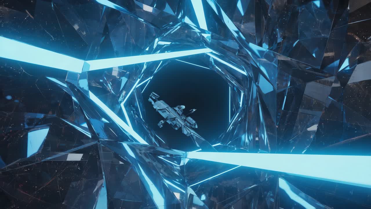 Spaceship in a Futuristic Tunnel