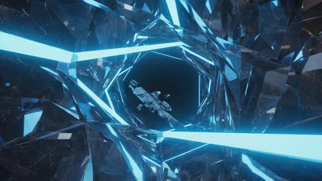 spaceship in a futuristic tunnel