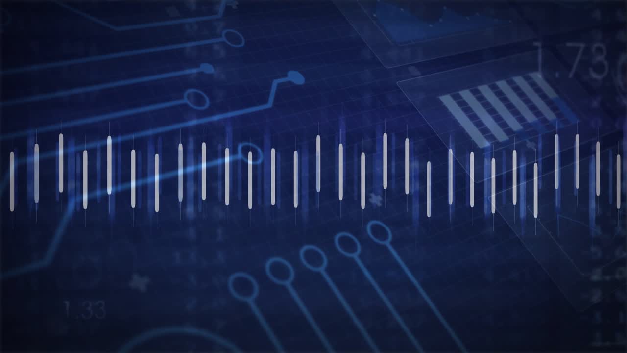 Horizontal white bars reacting to orange line appearing, pulsing to visualize transient data surge