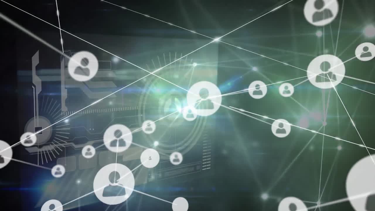 검은 바탕 위의 연결 네트워크의 애니메이션