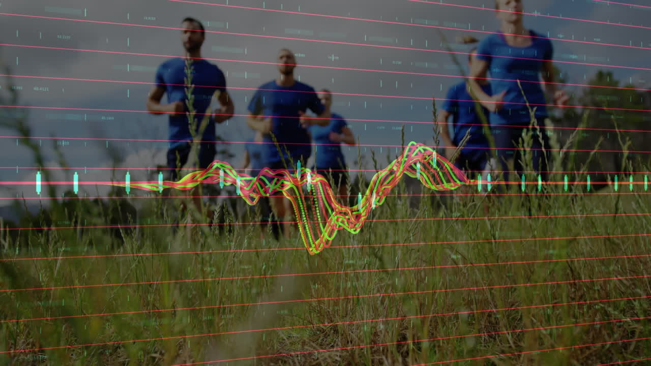 남성과 여성의 그룹에 대한 데이터 처리의 애니메이션