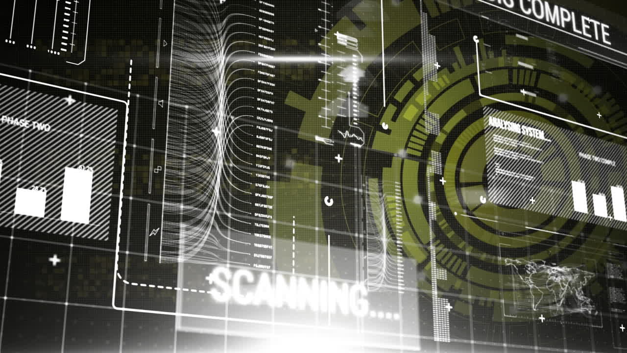 animación del procesamiento de datos sobre el giro del alcance