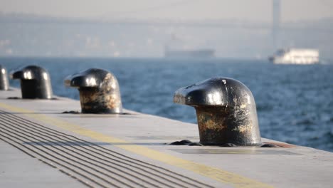 pier with mooring posts at a harbor