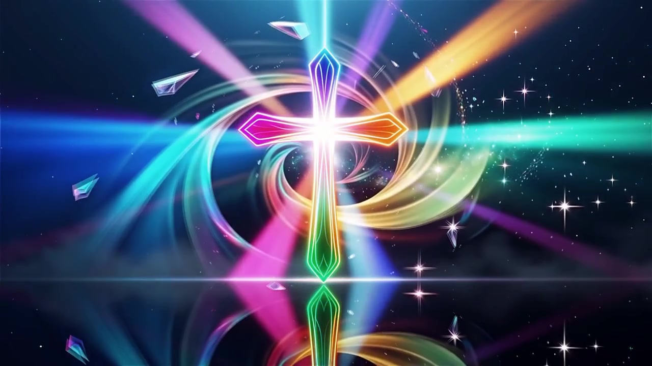 Croce Cristiana Luce Celestiale Sfondo per il Culto.