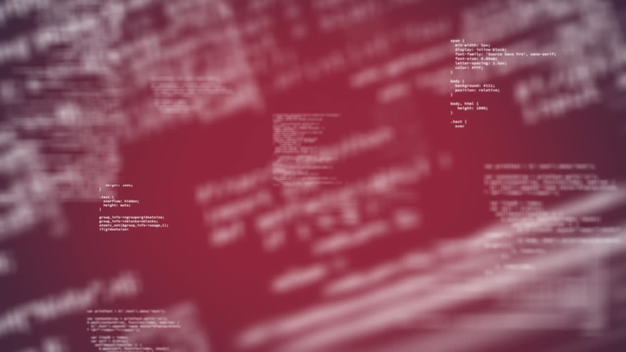 Animation of data processing over red background