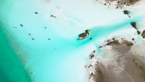 aerial view of bacalar lagoon, bacalar, quintana roo, mexico