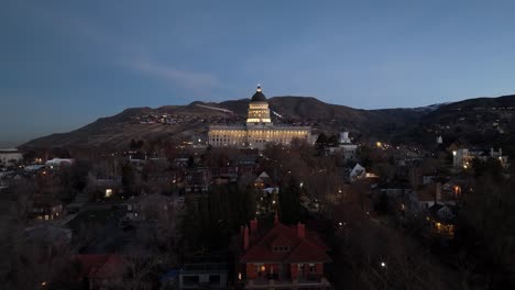 salt lake city utah state capitol building at dawn - aerial view