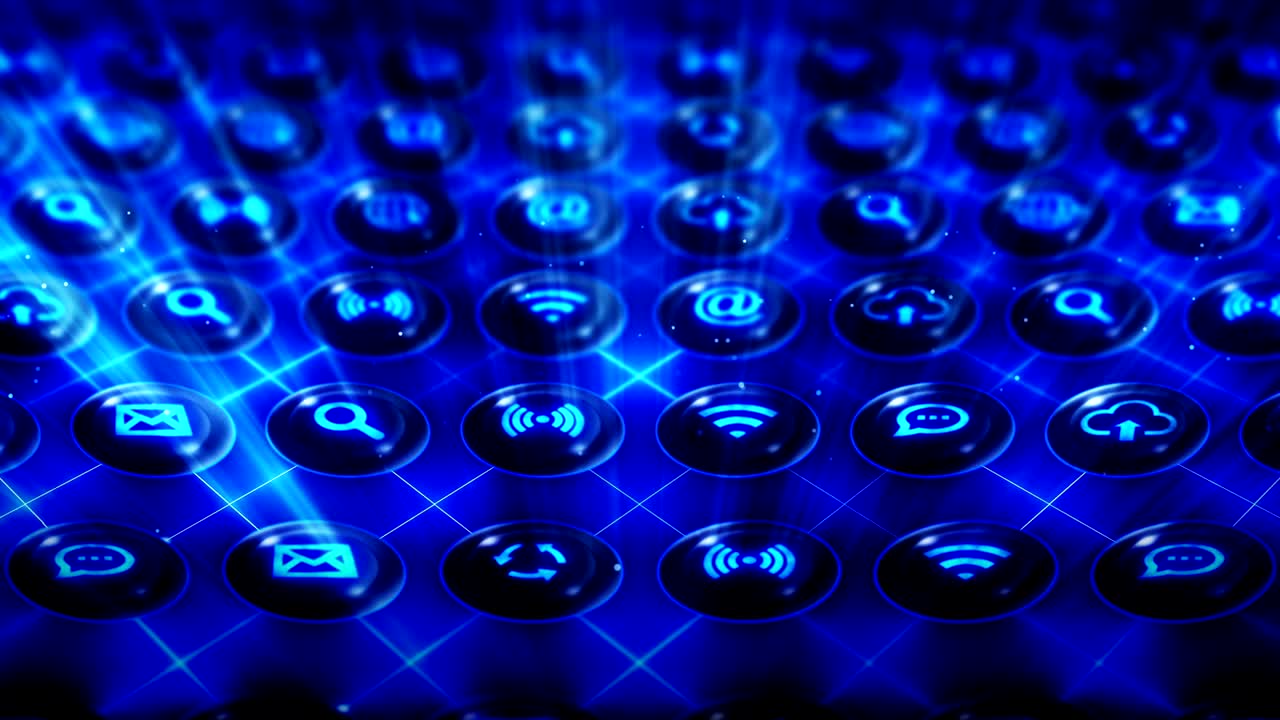 Set of Web Icons, Internet Communication Background, CG Loop Animation,