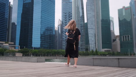 woman walking in singapore city